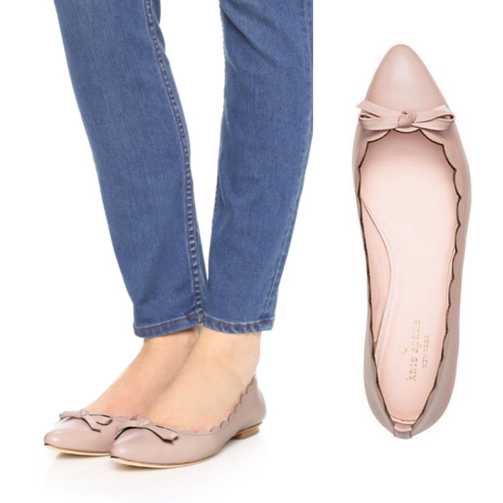 Kate Spade Eleni Flex Scallop Bow Flats Nude Pink